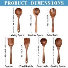 Wooden Non-Stick Kitchen Pan Toolset 7 Pieces Set100% Natural Teak Kitchen Uten
