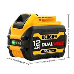 6/5/4/3/2/1Pack 12.0Ah 20V/60V Max Battery Replacement For Dewalt DCB610 DCB609