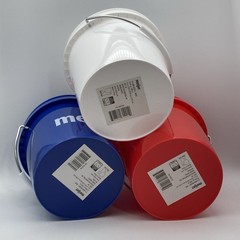3 – Meijer Mini Buckets / 4″ Tall / Red, White, & Blue / Plastic Miniature Pail