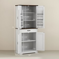 HOMCOM 71″ Farmhouse Pantry Cabinet w/ Drawer White, Refurbished