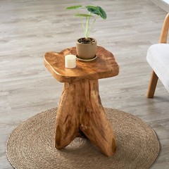 Rustic Cedar Roots Flower Stand Stool, Tree Stump Stool Side Table 19.5″ H