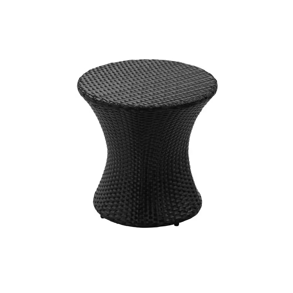 19.75 In. H Outdoor Wicker Accent Table, Aluminum Frame Space-Saving Durable Sid