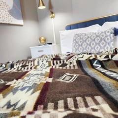 Reversible ALPACA Wool THROW BLANKET Andean & Southwestern Pattern 80″ X 42″