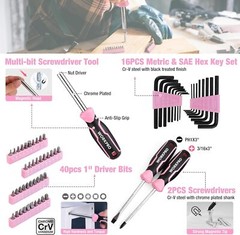 WORKPRO Pink Tool Set 84 PCS Tool Kit for Women Basic Household Pink Tool Box US