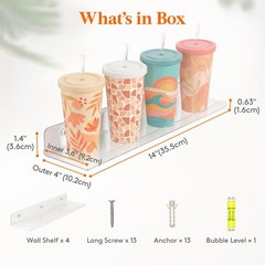 Lifewit Floating Shelves for 15x4x1.8 inches (38.1×10.16×4.57 cm), Clear