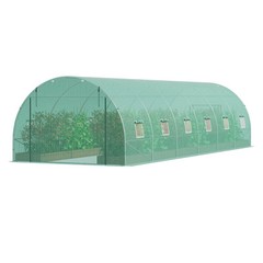 VEVOR Walk-in Tunnel Greenhouse 29.2×9.7×6.5ft Galvanized Frame PE Cover Green