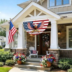 2PCS 250th Anniversary USA Bunting Flag 1776-2026th Birthday American Fan Flags