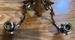 Hand Forged Iron Silver Metal Steel Two Arm Candleholder Wall Sconce