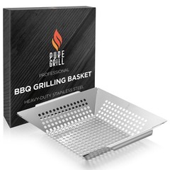 Vegetable Grill Basket – Stainless Steel Barbecue Wok Pan Tray for Grilling