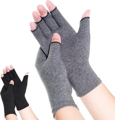 Compression Arthritis Gloves, 2 Pairs Fingerless Hand Support Wrist Brace for