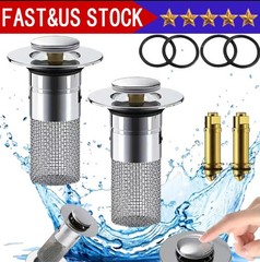 2-Pack Bathroom Sink Stopper Hair Catcher Bathroom Pop Up Sink Drain Filter US