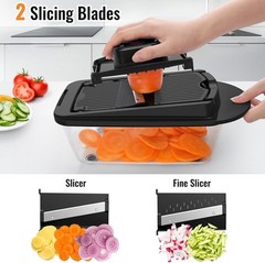 8 Blade All-in-1 Vegetable Chopper Mandoline Slicer with Container (Select One)