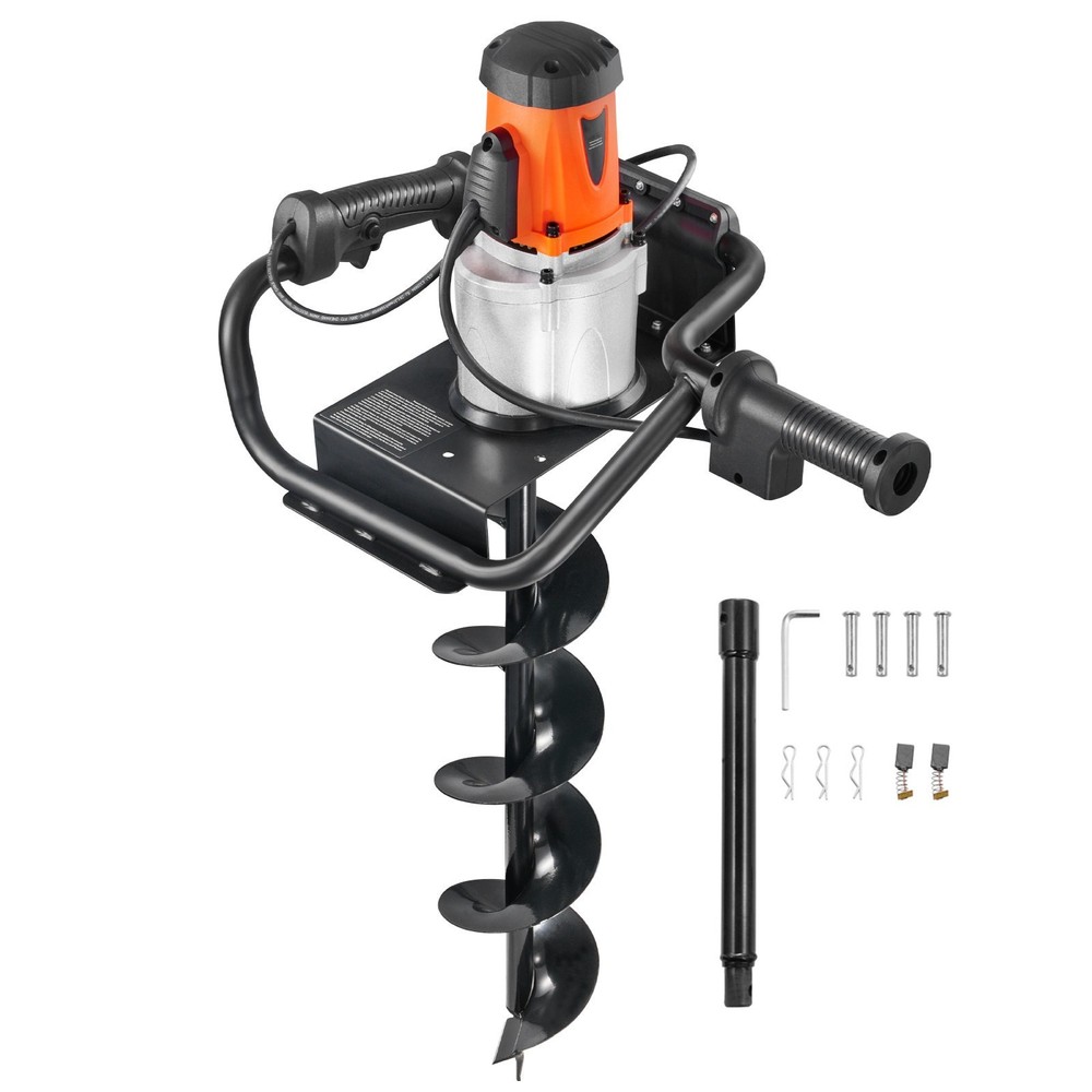 1500W Electric Post Hole Digger 5.71″ Earth Auger Bit+Extension Rod Quick Digger