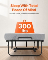Rollaway Bed Folding Bed with 5 inches Foam Mattress for Adults & Guest