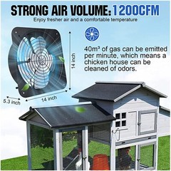 50W Solar Attic Fan Kit 14″ DC Fan with 25W Motor for Roof Vent or Chicken Coop