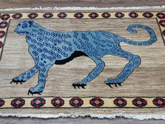 Turkish Rug,Turkish Hunting Rug,Turkish Village Lion Bohemian Rug, 3×4.6 Ft