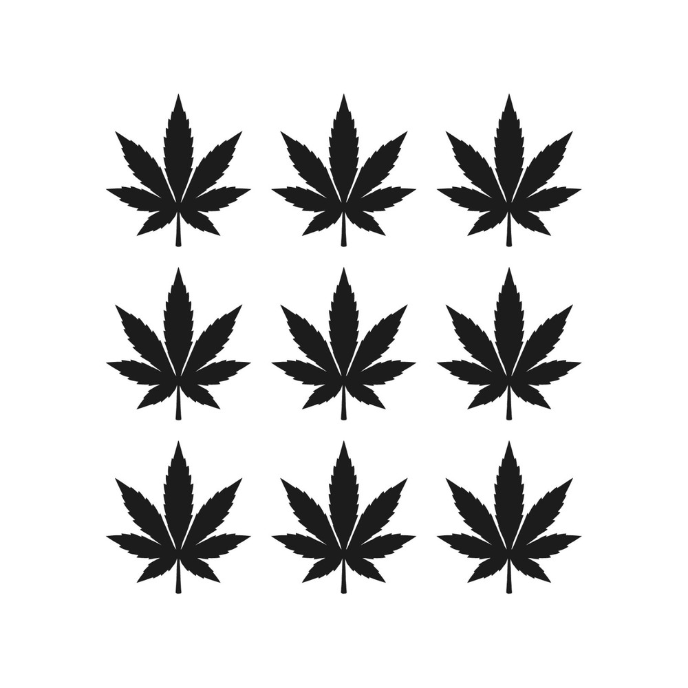 Small Cannabis Marijuana leaf Decal Weed THC 420 Sticker Set of 9