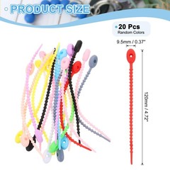 uxcell 20Pcs 5″ Silicone Cable Ties, Reusable Zip Ties Strips 5″, Multicolor