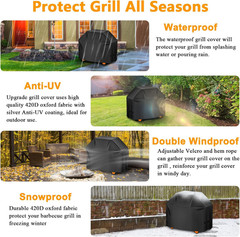 58″ BBQ Grill Cover Waterproof Heavy Duty Fits Weber Charbroil Nexgrill