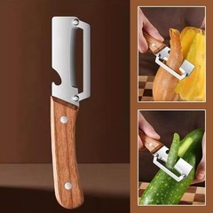 2 Pack 2 in 1 Multi Functional Vegetable Peeler with Bottle Opener and Wooden Ha
