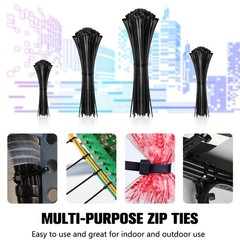 Cable Zip Ties,400 Pack Black Assorted Sizes 4+6+8+12-Inch(400PCS Set),