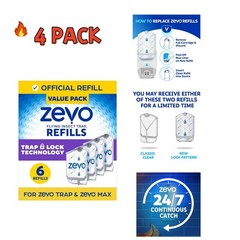 4pack- Refill Cartridges Zevo Flying Insect Trap Refill Cartridges -Easy to Use