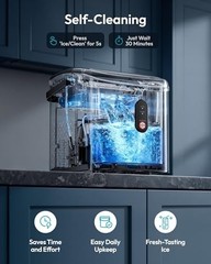 Ice Maker Countertop 26.5Lbs Per Day Bullet Ice 9 Cubes 6 Mins Auto Cleaning