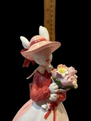 Bunny Girl Figurine 15.5in Holding Flowers Spring Summer Statue Decor NEW Gift