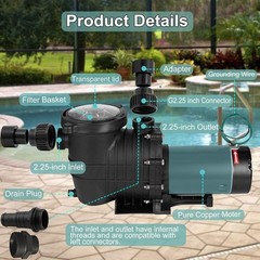 Hayward 1.5HP Swimming Pool Pump In/Above Ground with Motor Strainer Basket