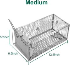 2 PACK Medium Humane Rat Cage Trap Easy Catch and Release Live Animal Trap Metal