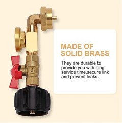 1lb to 20lb tank Propane Refill Elbow Adapter with Gauge + ON-Off Control Valve