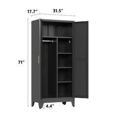 Metal armoire Wardrobe Closet with Hanging Rod,71” Metal Wardrobe Cabinet