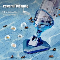 Cordless Pool Vacuum With Telescopic Pole 18.5 Gpm Rechargeable Cleaner