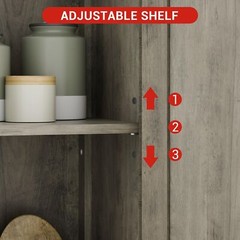 Kitchen Pantry Cabinet w/Glass Doors & Shelves,Farmhouse Storage Cabinet Modern