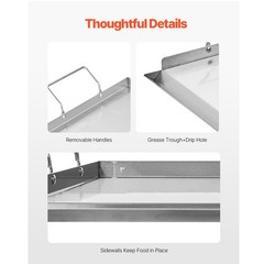 23×16 in Flat Top Griddle Stainless Steel Universal BBQ Grill Pan Cookware
