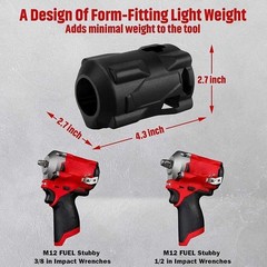 For Milwaukee M12 Protective Tool Boot FUEL Stubby Impact Wrenches 2554, 2555P