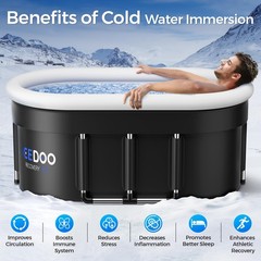 Portable XL 56″ Ice Bath Tub for Adults, Foldable Cold Plunge Tub 175 Gallon