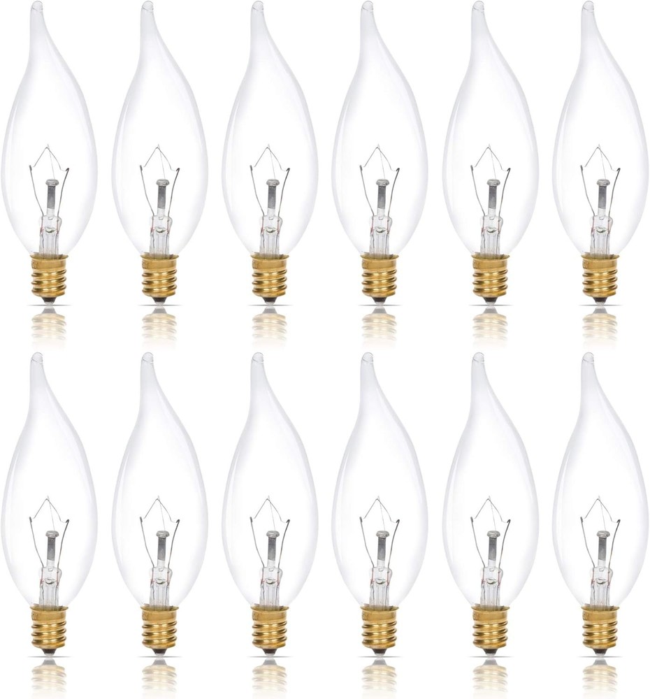 Haraqi 120V Candelabra Base 40-Watt CA10 Light Bulb Clear 12 Count E12 C32