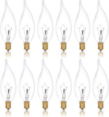 Haraqi 120V Candelabra Base 40-Watt CA10 Light Bulb Clear 12 Count E12 C32