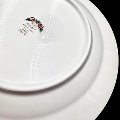 VTG 1990 SANGO NOEL 10.25″ Dinner Plates 8401 Christmas Holly & Ribbons SET/7