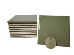 Avocado Green Ceramic Tile Shower Backsplash 4.25 in Subway Mid Century Modern