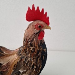 9.5″ Vintage Artificial Natural Feathered Decorative Rooster Rustic Farm Decor