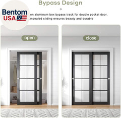 5.3Ft/64In Bypass Double Sliding Pocket Door Hardware Kit,Commercial Grade,Alumi