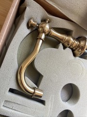 RH Restoration Hardware Bistro Lever Handle Wide Spread Faucet Aged Brass 057