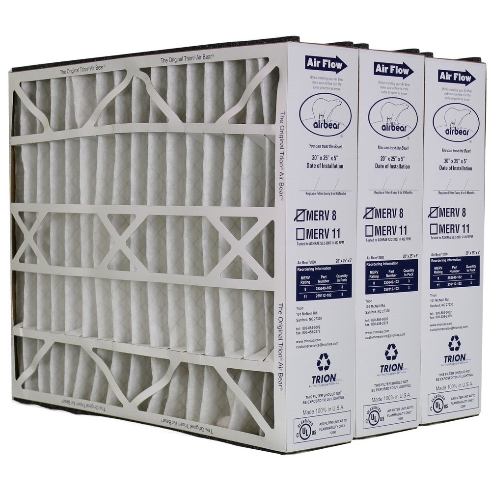 Trion Air Bear 255649-102 (3 Pack) Pleated Furnace Air Filter 20″x25″x5″ MERV 8