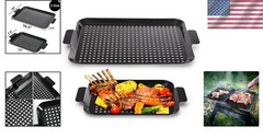 Ultimate BBQ Experience: 2-Pack Nonstick Grill Pans with Raised Handles & Design
