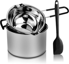 Double Boiler Pot Set, Stainless Steel Melting Pot with Silicone Spatula