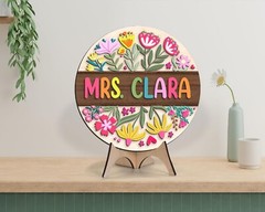 Custom 3D Teacher Door Hanger, Floral Name Sign, Back to School Gift