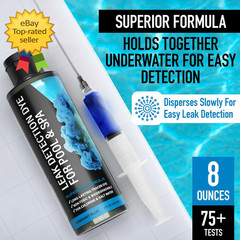 Pool Leak Detection Dye Kit 75+ Tests 2 Stainless Steel Precision Applicators