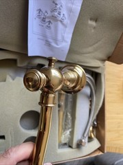 RH Restoration Hardware Bistro Lever Handle Wide Spread Faucet Aged Brass 057